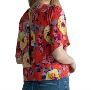 Dina Be Women's Bright Tropical Split Back Blouse Size S